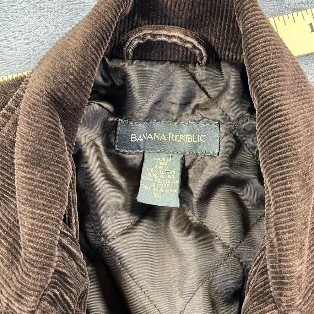 Vintage 90s  Banana Republic Pea Coat  XS Brown Corduroy Jacket Double Breasted - Picture 3 of 9